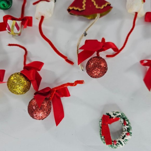 Vintage Felt Pipe Cleaner Christmas Ornament Lot Pixie Snowman Gifts Balls - Picture 4 of 10